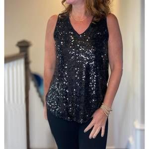 NEW WAY sequin tank in black